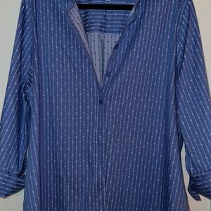 Chico's Blue Striped Button Down Shirt